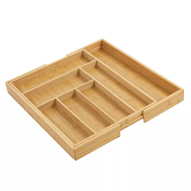 Cutlery drawer organiser GreenBlue GB379 bamboo insert with compartments, natural finish