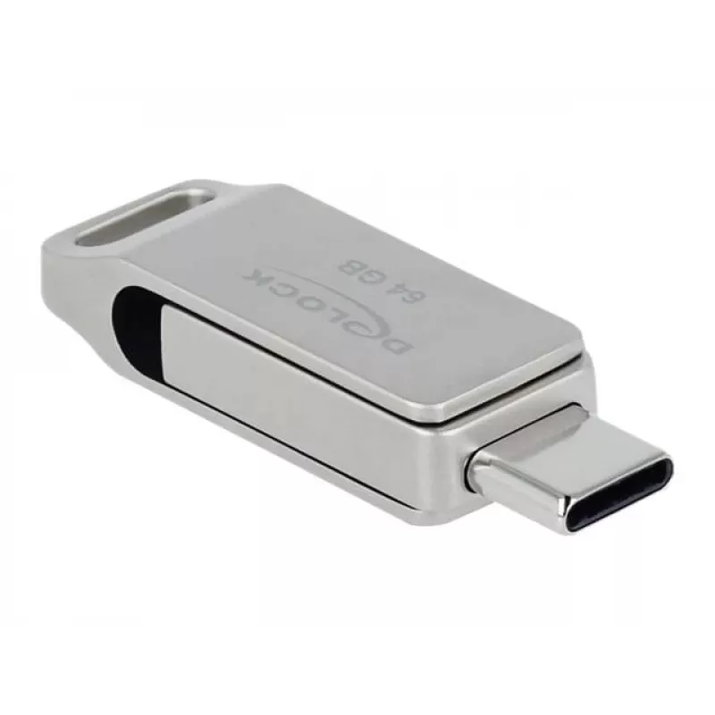 USB Flash Drive DeLOCK 64GB USB-C Type-A Swivel Metal Housing