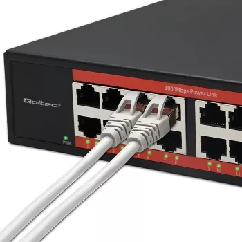Network switch QOLTEC 52364 — Gigabit Ethernet PoE 16xRJ45, 2xSFP