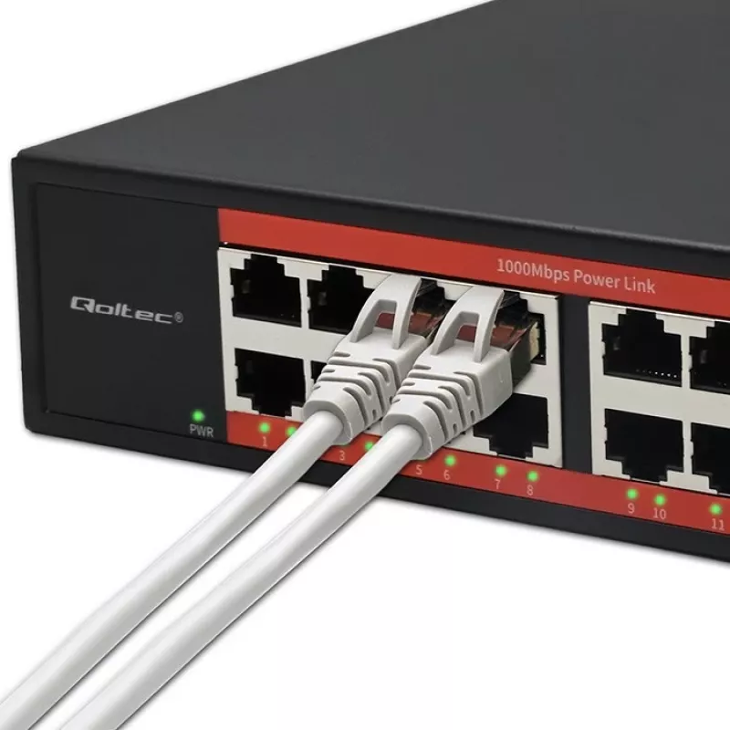 Network switch QOLTEC 52364 — Gigabit Ethernet PoE 16xRJ45, 2xSFP