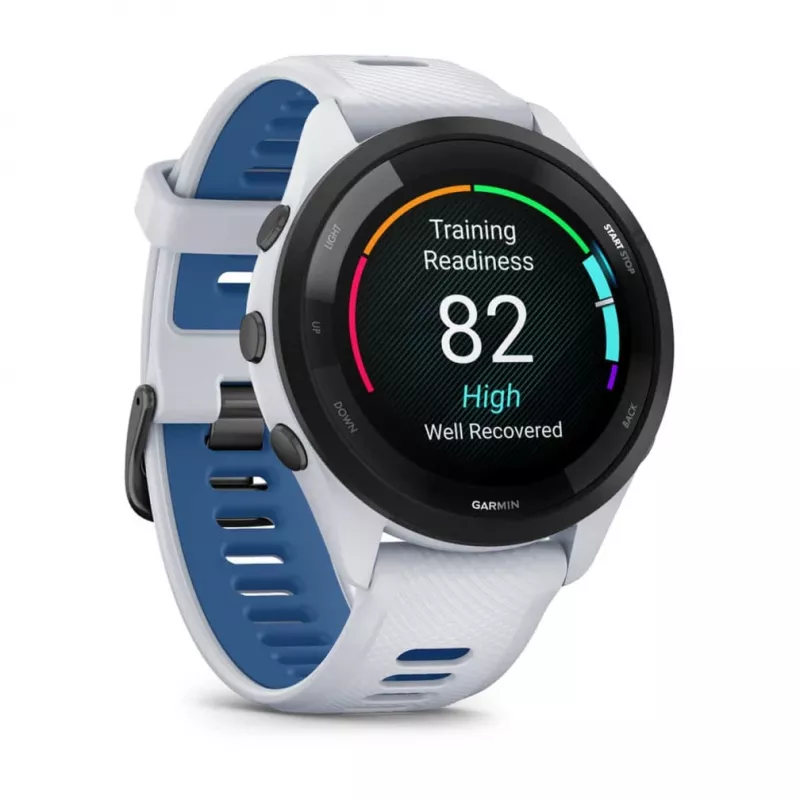 Smartwatch GARMIN Forerunner 265 — 46 mm GFRP case, AMOLED 1.3 inch, GPS/GLONASS/Galileo, 15-day battery, 5 ATM, silicone band