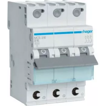 Hager MCS316. AC Input Frequency: 50/60 Hz, Nominal Current Output: 16 A. Width: 52,5 mm, Depth: 70 mm, Height: 83,4 mm (MCS316)