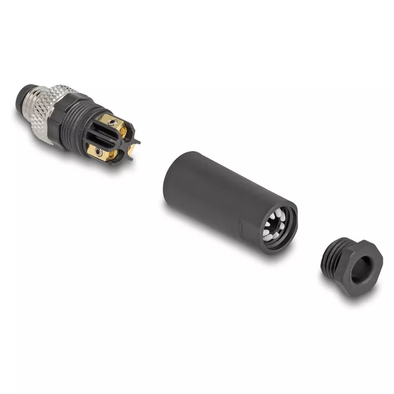 DeLOCK M8 Connector A-coded 3 pin male screw connection black