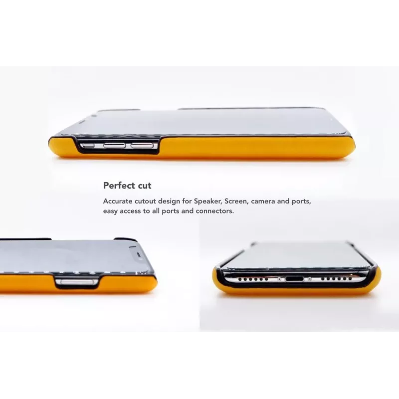 Phone rear case VixFox for iPhone X/XS, mustard yellow, card slot back shell