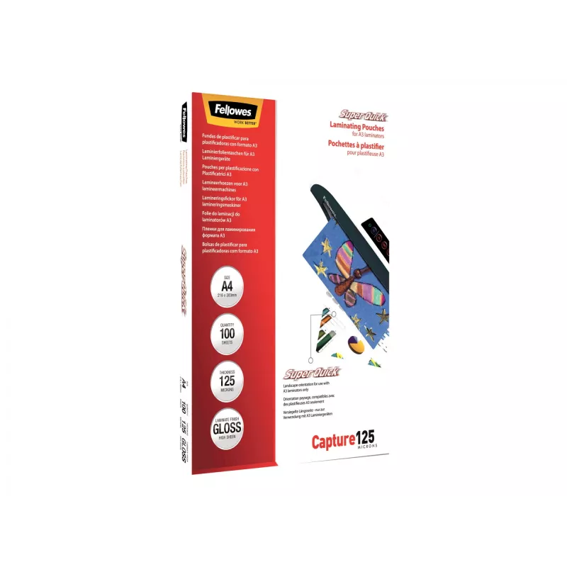 Fellowes SuperQuick A4 Glossy 125 Micron Laminating Pouch