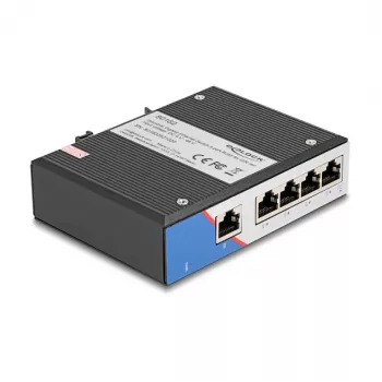 Ethernet Switch DELOCK 80162 — 5‑port Gigabit RJ45 for DIN rail mounting