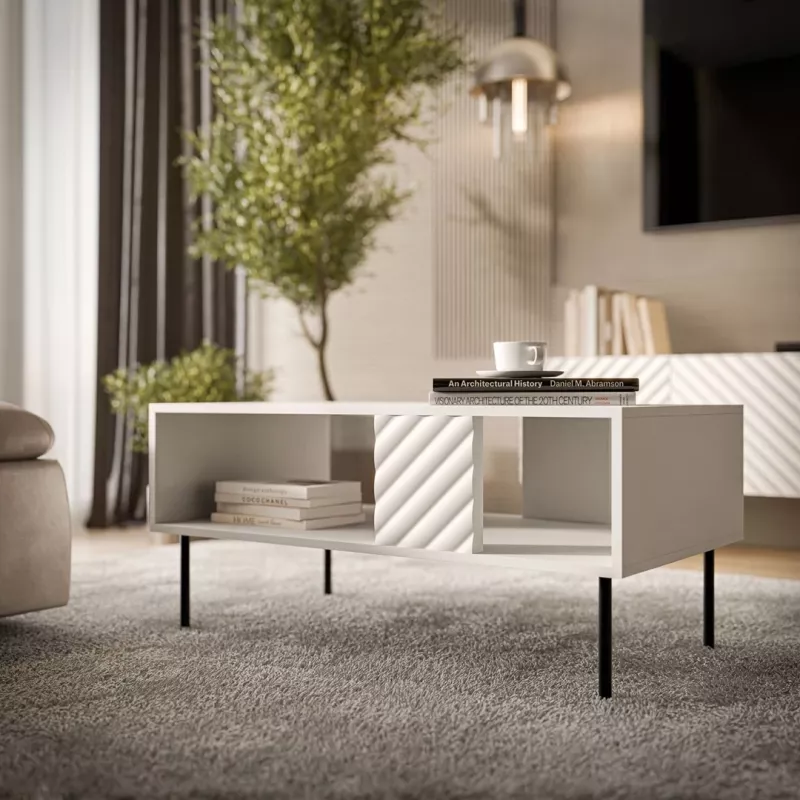 Coffee table Cama Meble LUCCA 100 x 55 x 46 cm, rectangular white