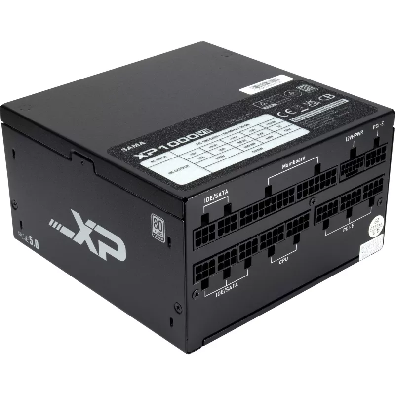 SAMA XPH-1000A, PC-Power Supply 1x 12 Pin High Power GPU, 3x PCIe, cable management, 1000 Watt
