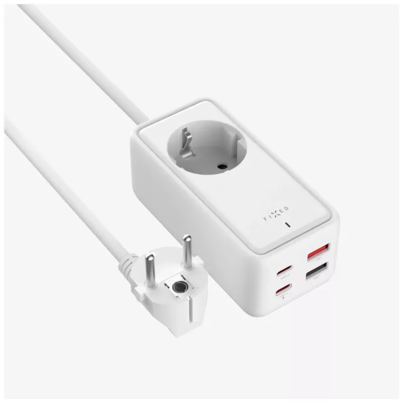 Power extension adapter FIXED FIXCS65-1.5-WH with 2× USB-C PD 65W and 2× USB-A ports