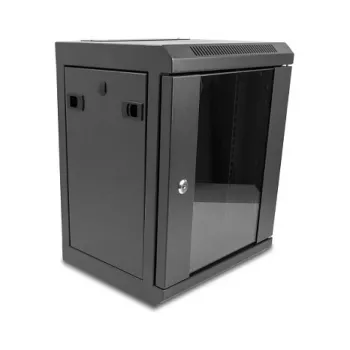 Delock 43418 19 inch 12U Wall-Mount Rack Cabinet with Glass Door, Black