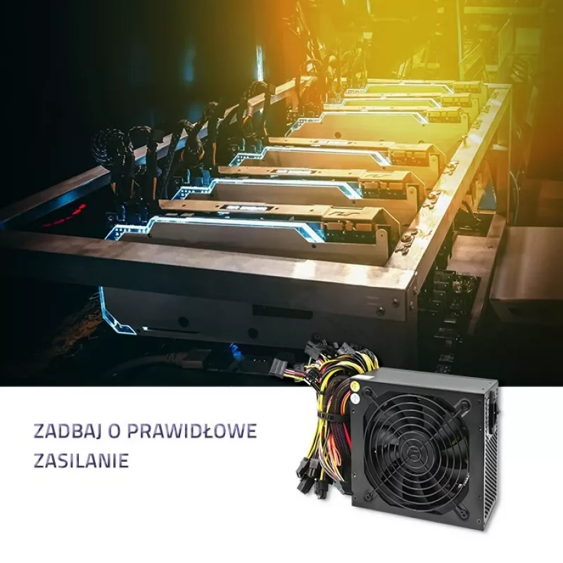 Power supply QOLTEC Gaming Miner 1600W Gold, 1600 W, ATX, Gold efficiency