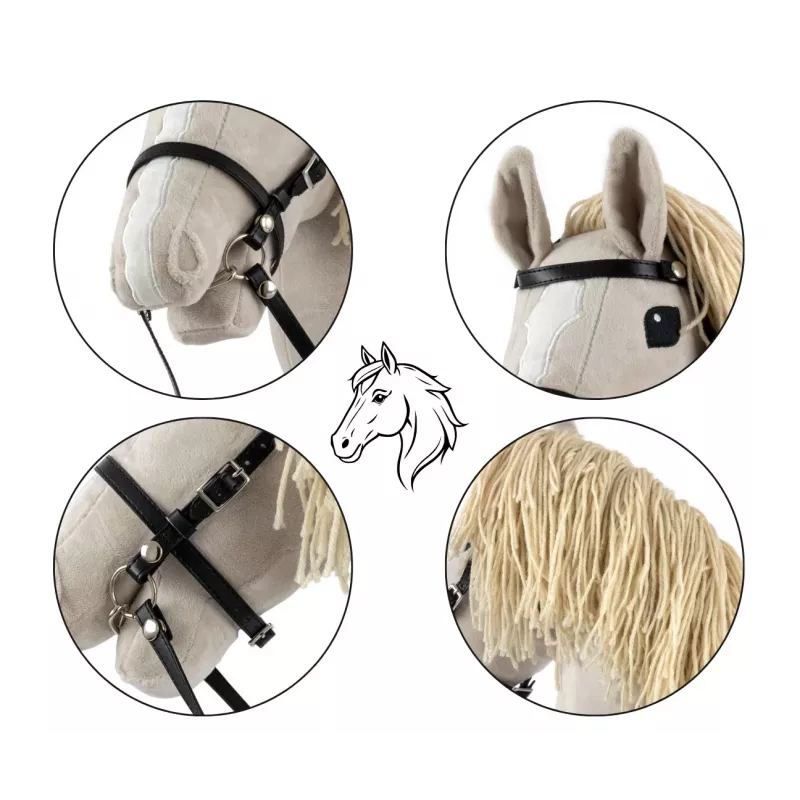 Plush Hobby Horse Milly Mally 6626 Light Grey – milly mally soft toy, ride-on stick horse