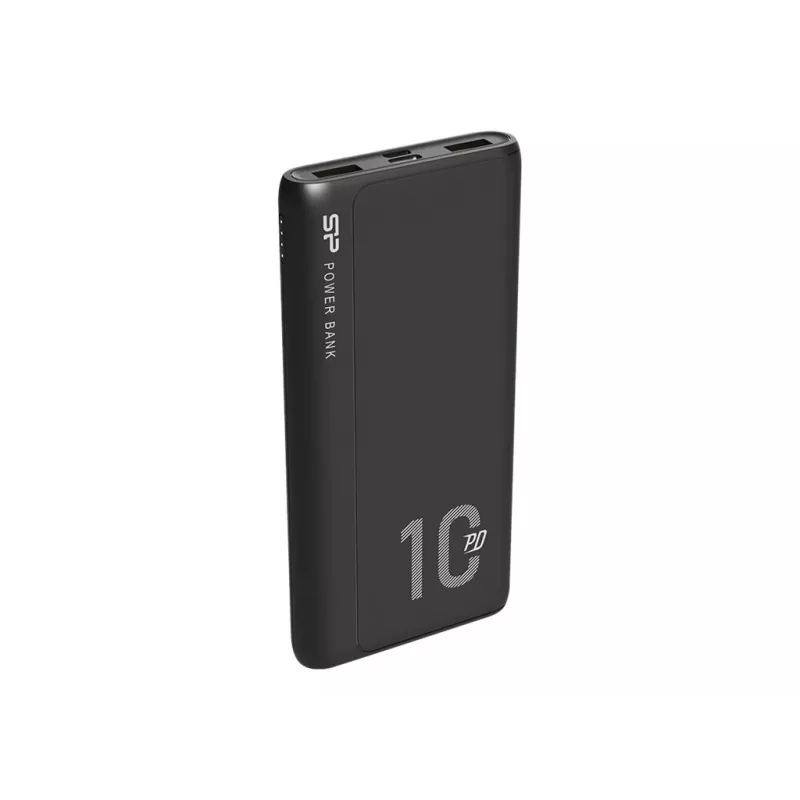 Portable charger Silicon Power QP15 10000 mAh, LiPo, 2x USB-A + 2x USB-C, Micro-USB input, black