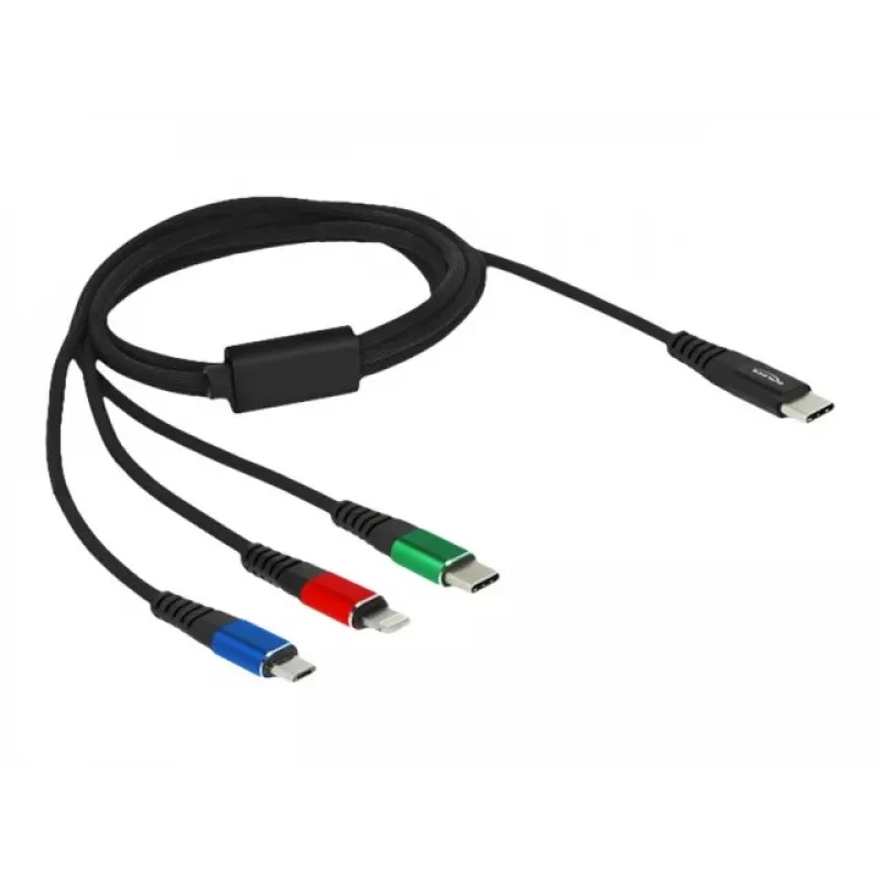 DeLOCK USB Charging Cable 3 in 1 USB Type-C to Lightning Micro USB 1 m