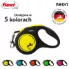 Retractable lead Flexi New NEON 5 m - tape leash, for small dogs up to 15 kg, black/yellow