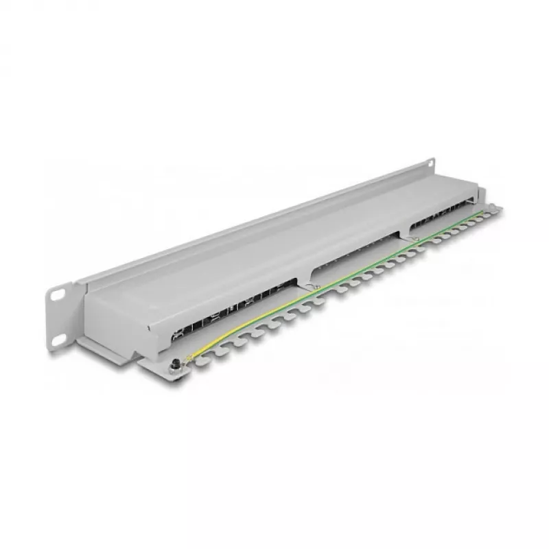 DeLOCK 19 inch Patch Panel 16 port Cat.6A 1U grey Metal Rack
