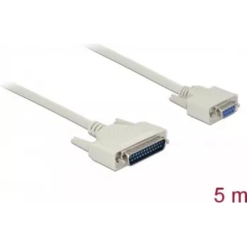 Serial cable DELOCK 86876 D-Sub 25 Pin to D-Sub 9 Pin, beige, 5 m