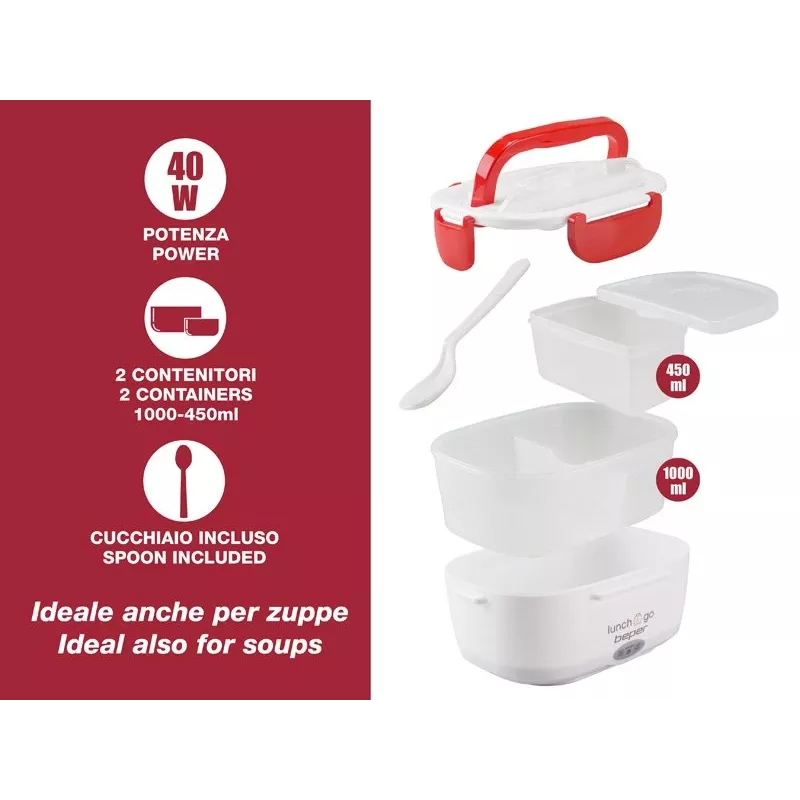 Electric lunch box Beper 90.920R - 1 L food warmer