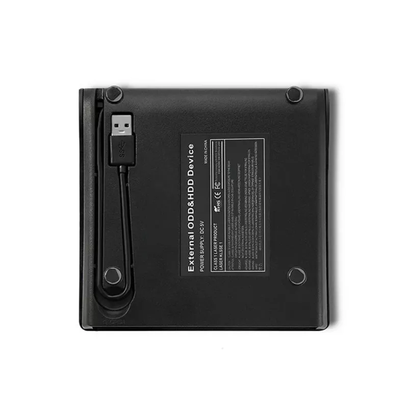 External DVD‑RW drive QOLTEC 51857 — USB 3.0, SATA interface, DVD±R 8x, DVD±RW 4x, DVD‑RAM 5x, CD 24x, black