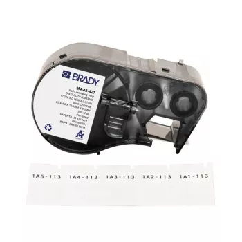 Brady, M4-48-427, selbstlaminierendes Vinyl, White/Transparent, 19.05 x 9.53(25.40) mm, permanent, for Cable Diameter of 2.70 - 5.10 mm (200 E.) (170752)