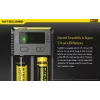 Battery Charger Nitecore NEW i2 — 2‑bay charger for LiFePO4, Li‑Ion, NiMH; input 100–240V; output 9–12V; supports AAAA/C/D/AAA/AA; black