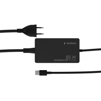 Cablexpert NPA-AC-PDQC65-01 65 W PowerDelivery GaN USB Type-C fast charger, black | Cablexpert