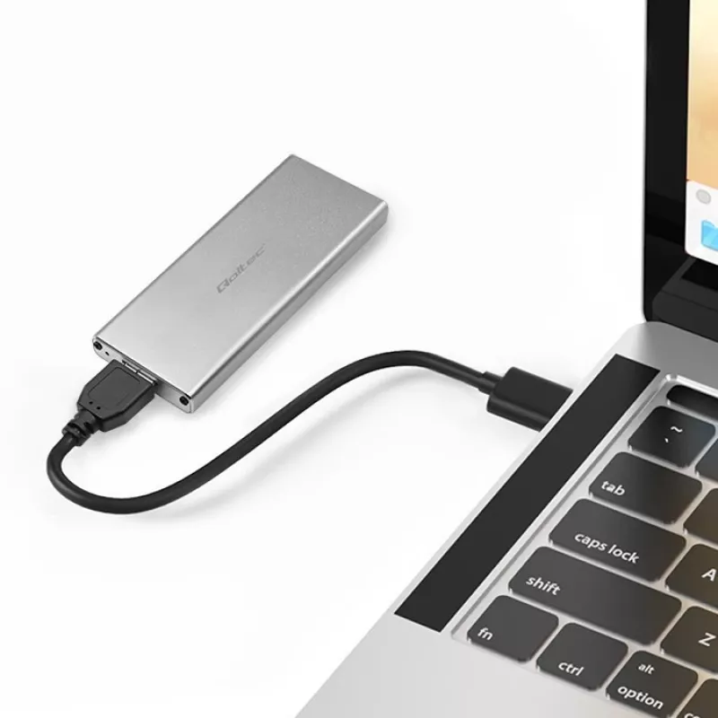 Aluminum enclosure QOLTEC 51833 for M.2 SSD, SATA to USB 3.0, supports up to 2TB