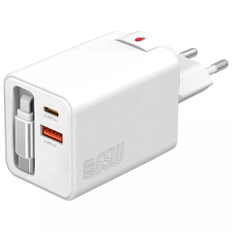 Indoor USB-C/USB-A Fast Charger 4smarts 541065 — Universal AC 100–240V, Max 20V, 0.7 m cable, White