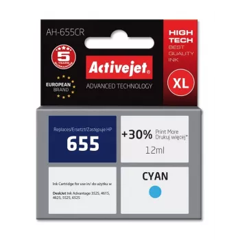 Ink cartridge ActiveJet AH-655CR compatible for HP, Cyan, High (XL) yield, 12 ml, dye-based ink
