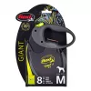 Retractable lead Flexi NEON GIANT M — 8 m tape leash, max load 25 kg, ergonomic handle, black/yellow