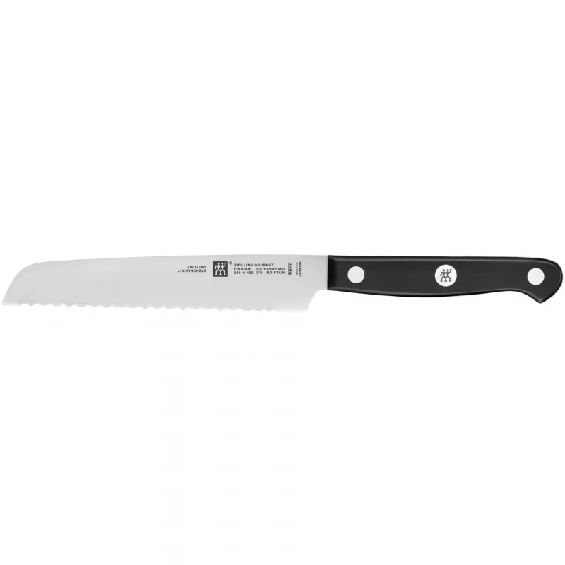 Knife and cutlery block set ZWILLING Gourmet 7 pcs — stainless steel blades, plastic handles, includes chef, carving, bread, paring, universal knives, kitchen shears
