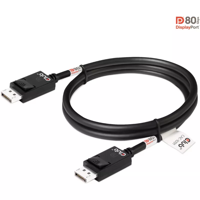 CLUB3D DisplayPort 2.1 Bi-Directional VESA DP80 Certified Cable 4K240Hz, 8K60Hz or 10K30Hz M/M 1.2m/3.94ft