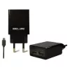 Travel charger Beline Beli0011 — 2×USB ports, microUSB cable, 2A output, black