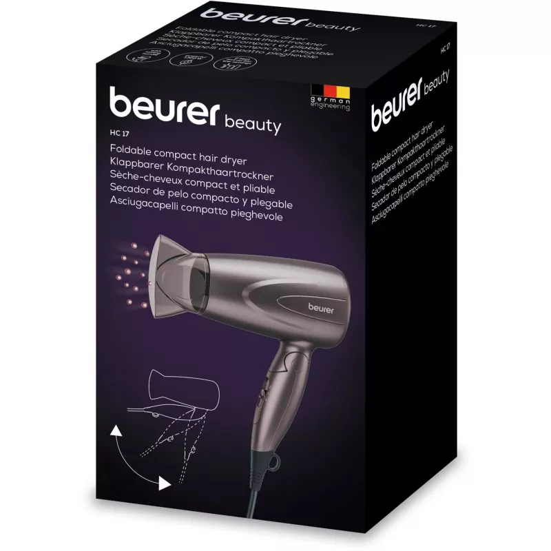 Hair Dryer Beurer HC 17 travel hair dryer gray 1000W