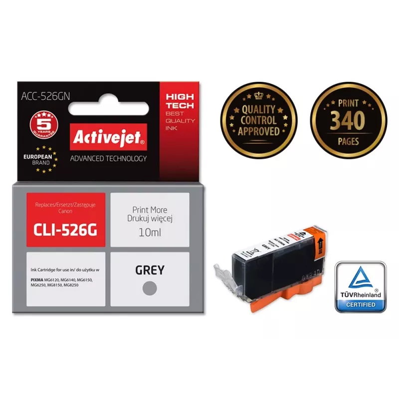 Activejet ACC-526GN Ink (replacement for Canon CLI-526G; Supreme; 10 ml; gray)