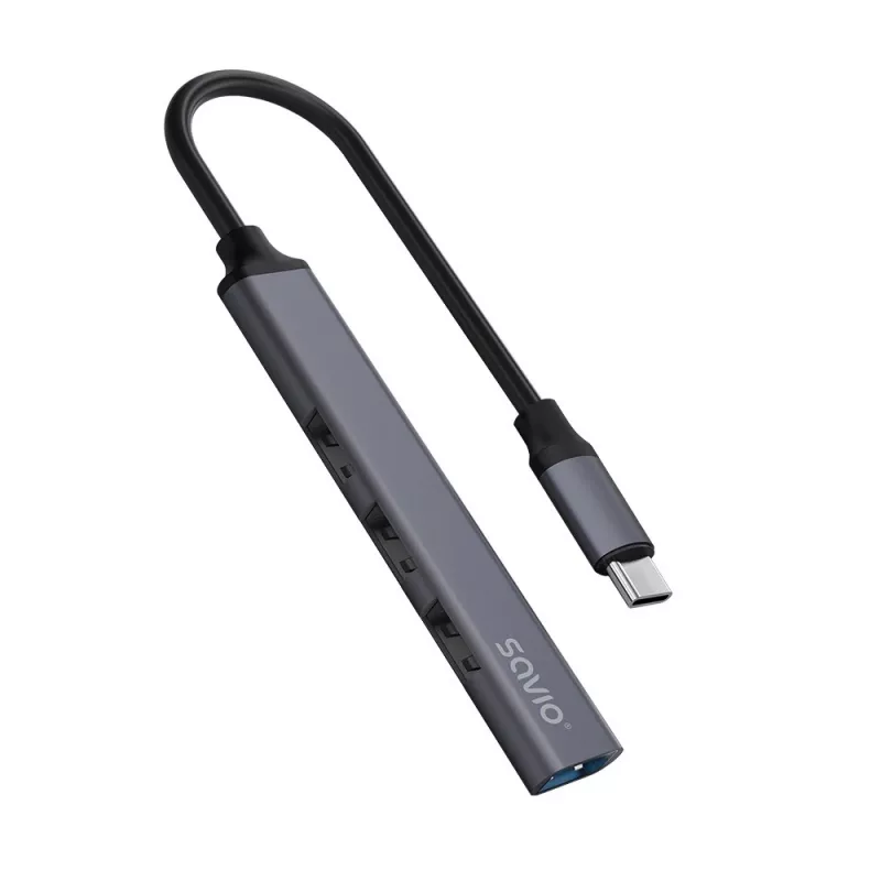 USB 3.0 4-port interface hub SAVIO AK-71 with USB-C host, 5000 Mbit/s, 2-year warranty
