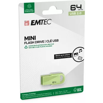 USB Flash Drive Emtec D250 Mini 64GB USB Type-A 2.0 Black