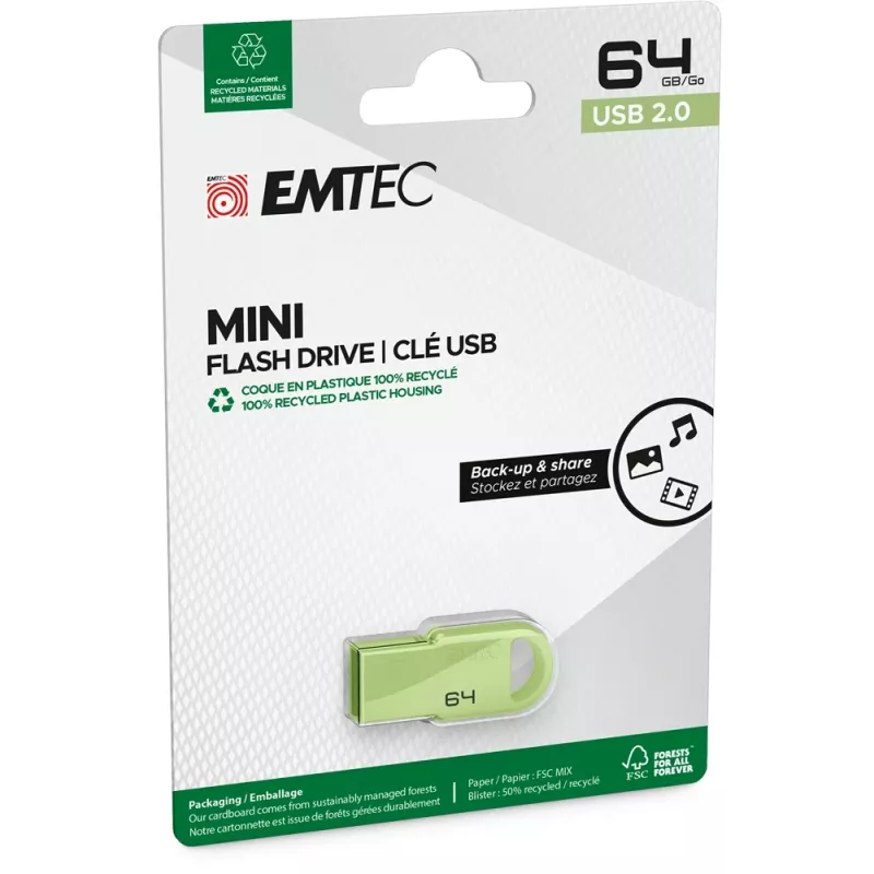 USB Flash Drive Emtec D250 Mini 64GB USB Type-A 2.0 Black