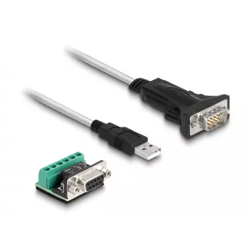DeLOCK 63465 Serial Cable Black Transparent 1.8m USB Type-A DB-9