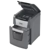 Paper shredder REXEL Optimum AutoFeed+ 100X — 100-sheet auto feed, 4 x 28 mm cross-cut, 34 L bin, aluminium