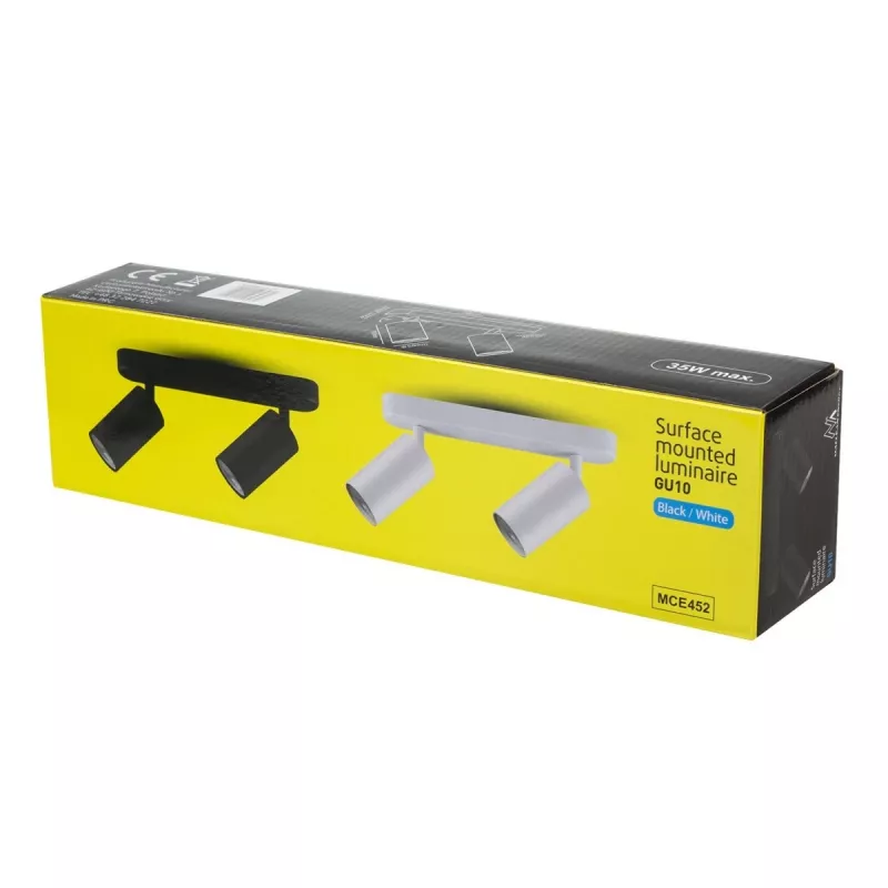 Maclean MCE452 B Wall and Ceiling Spotlight, Movable, Aluminium, 2xGU10, Black Matt