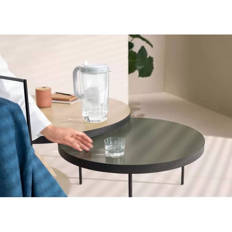 Water filter jug BRITA Glass+1 Maxtra Pro grey, 2.4 L total / 1.5 L filtered, Maxtra Pro PP filter