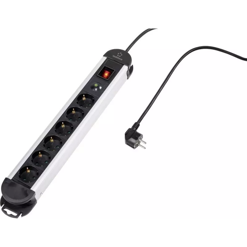 Power Strip Renkforce 614A-CMB — Renkforce surge protection power strip, 6 outlets, black