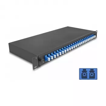 DeLOCK 19 inch Optical Fiber Splice Box 24 x LC Duplex OS2 1U Black Metal