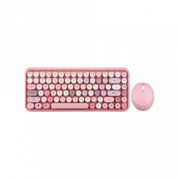 Perixx PERIDUO-713 Pink DE wireless keyboard, Mouse-Set German, QWERTZ Pink, pink (11713)
