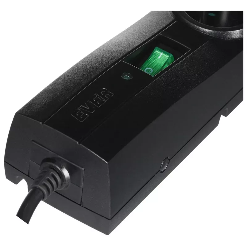 Power strip EVER CLASSIC 5-socket 3 m cable 250 V 10 A with surge protection (175 J) Black