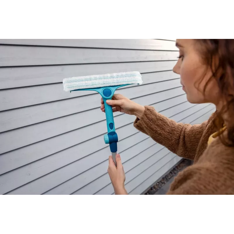 Window cleaning tool Leifheit 51120 with 28 cm stainless steel blade and turquoise handle