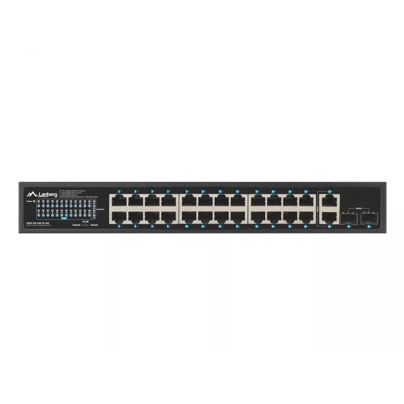 Unmanaged LANBERG switch RSGE-24P-2GE-2S-360 with 24 RJ-45 Ethernet ports