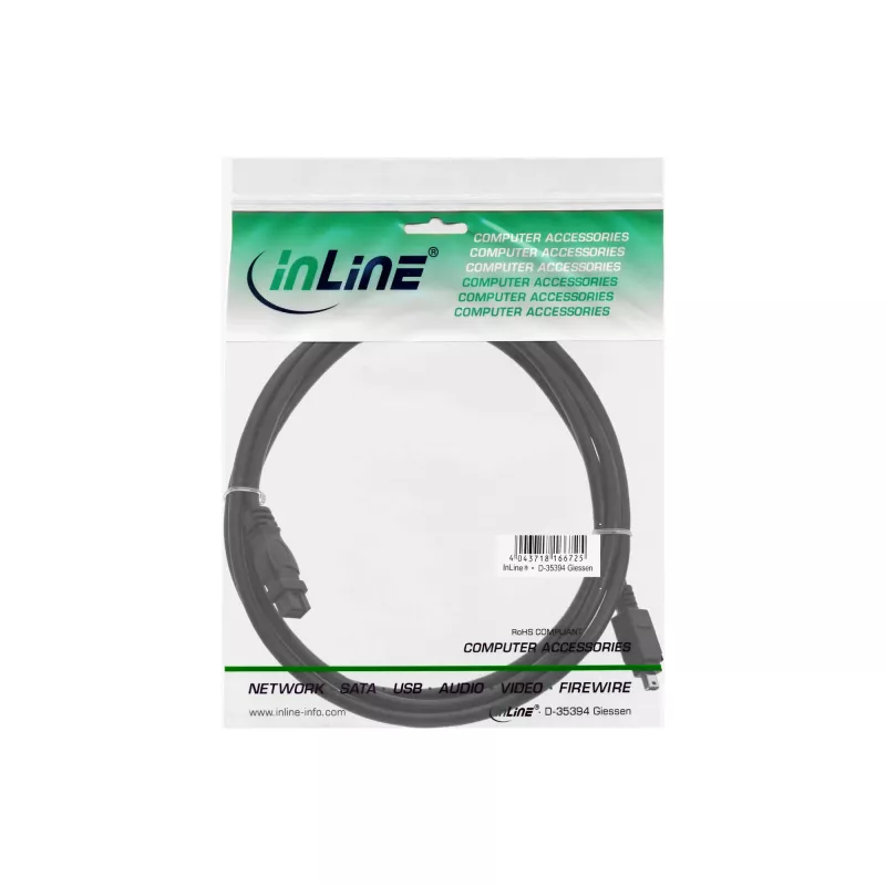 FireWire 400 to 800 Cable InLine 34901 1m Male/Male Black