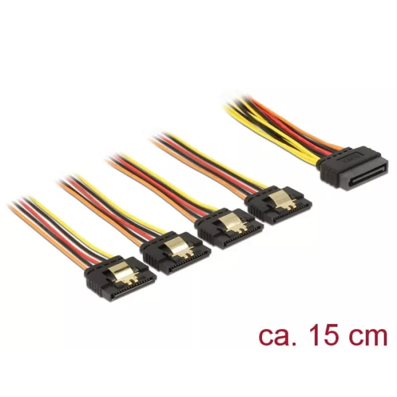 SATA cable DeLOCK 60156 0.15 m SATA 15-pin 4 x SATA 15-pin Multicolour